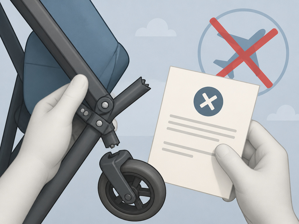 Denied warranty claim for stroller damaged by airline baggage handling