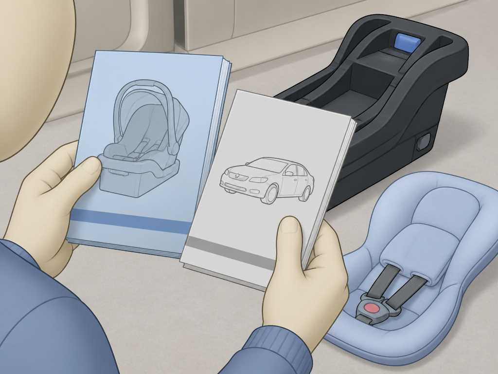 Preparing car seat and manuals for a professional installation check
