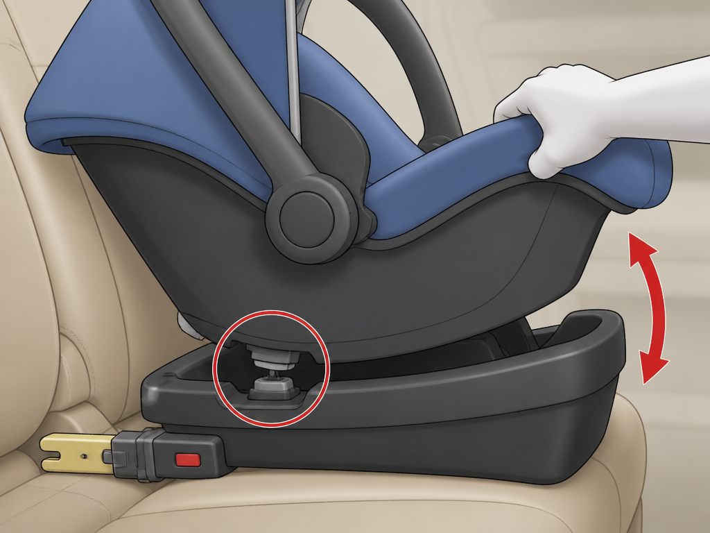 Car seat improperly installed on wrong base showing dangerous movement