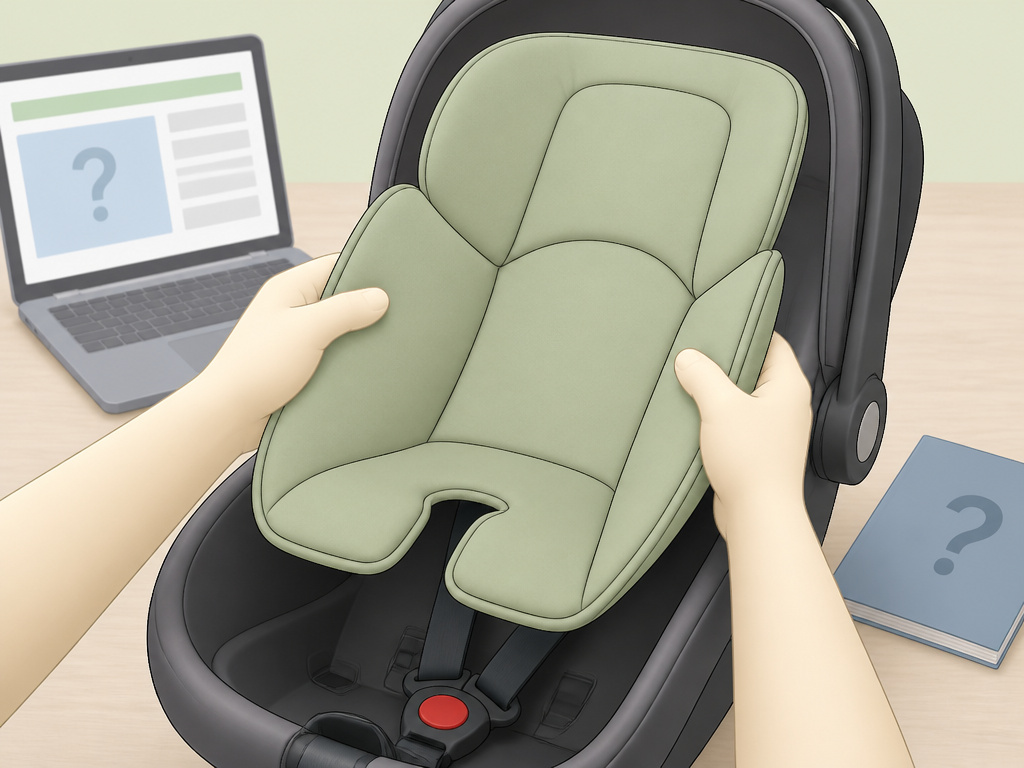 Removing infant car seat insert when the instruction manual is missing or unclear.