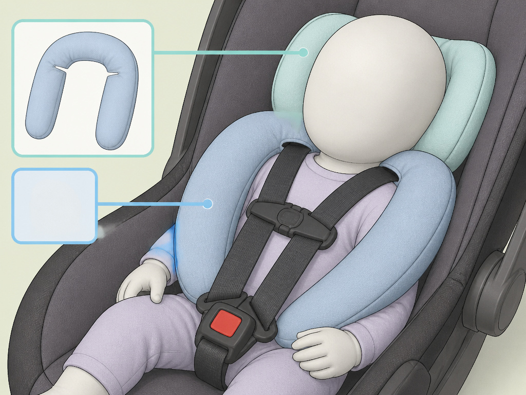 Infant insert versus head support diagram in a child car seat